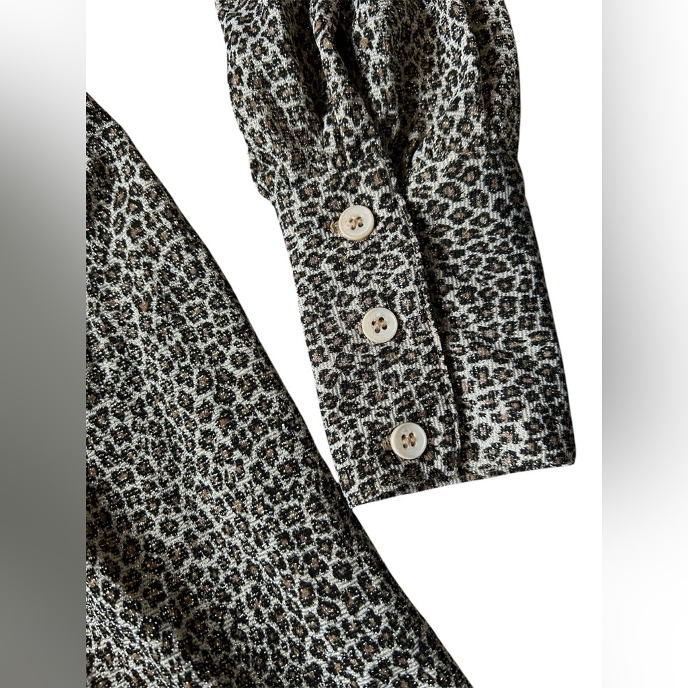 Vintage Y2K Express Shimmery Leopard Print V-Neck Dress, Size 1/2 - Picture 2 of 3